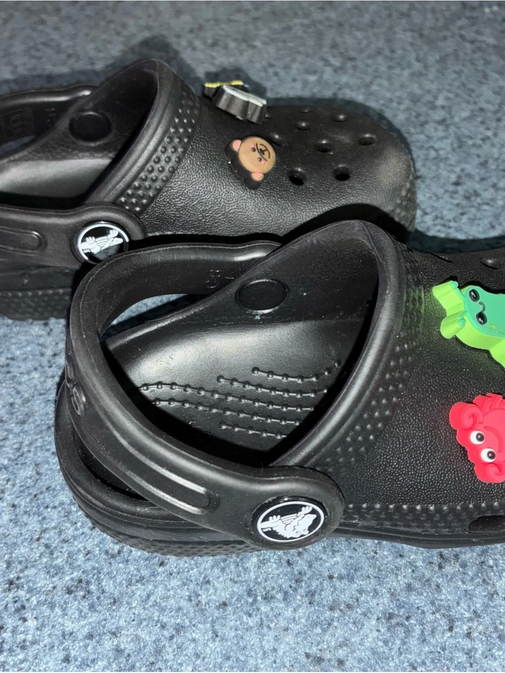 CROCS Black Kids Clog Sandals with Colorful Character Charms